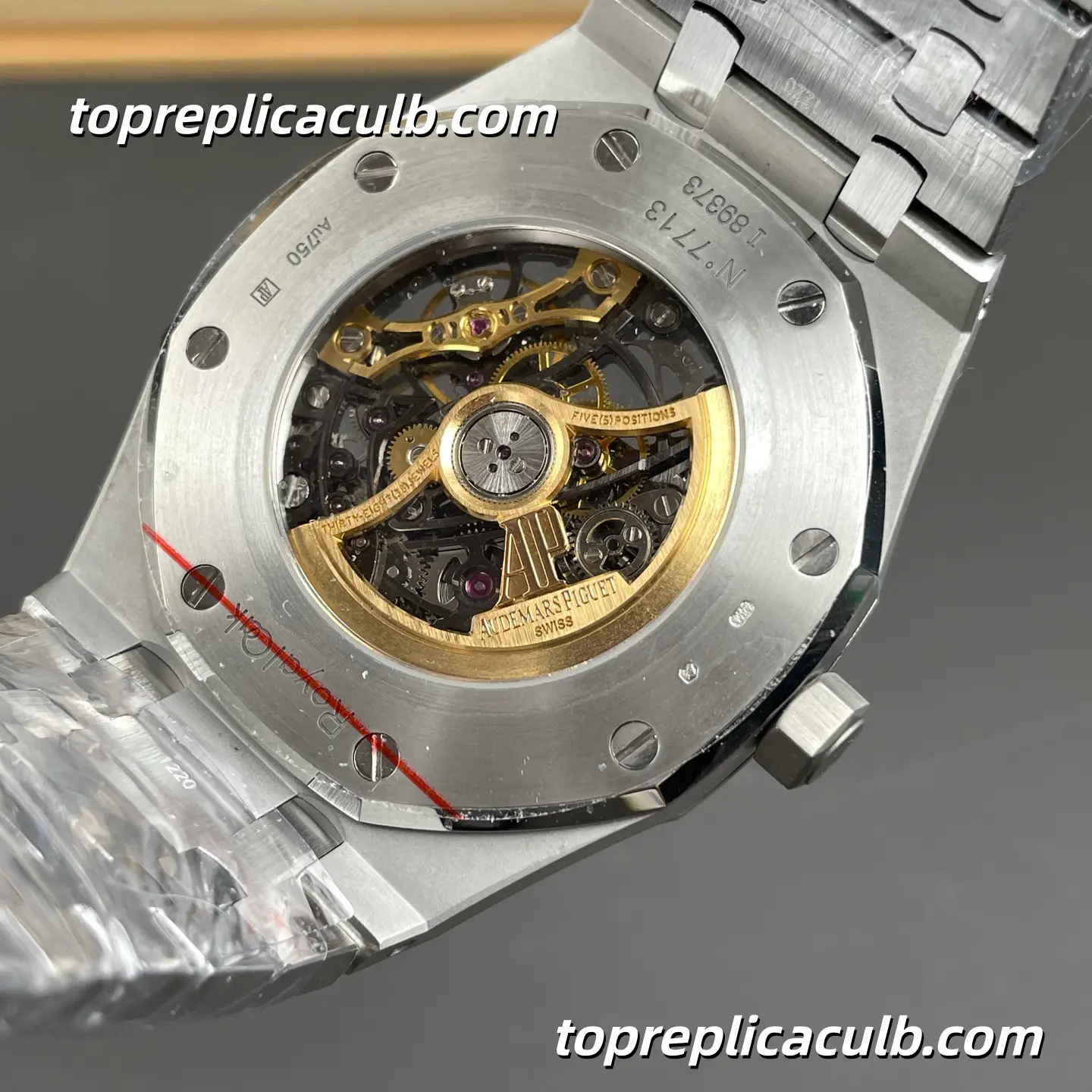 THB Factory Audemars Piguet Royal Oak Double Balance Wheel Openworked 41MM 15407BC.GG.1224BC.01 Frosted Finish Skeleton Dial Bracelet Super Clone Watch - Image 9