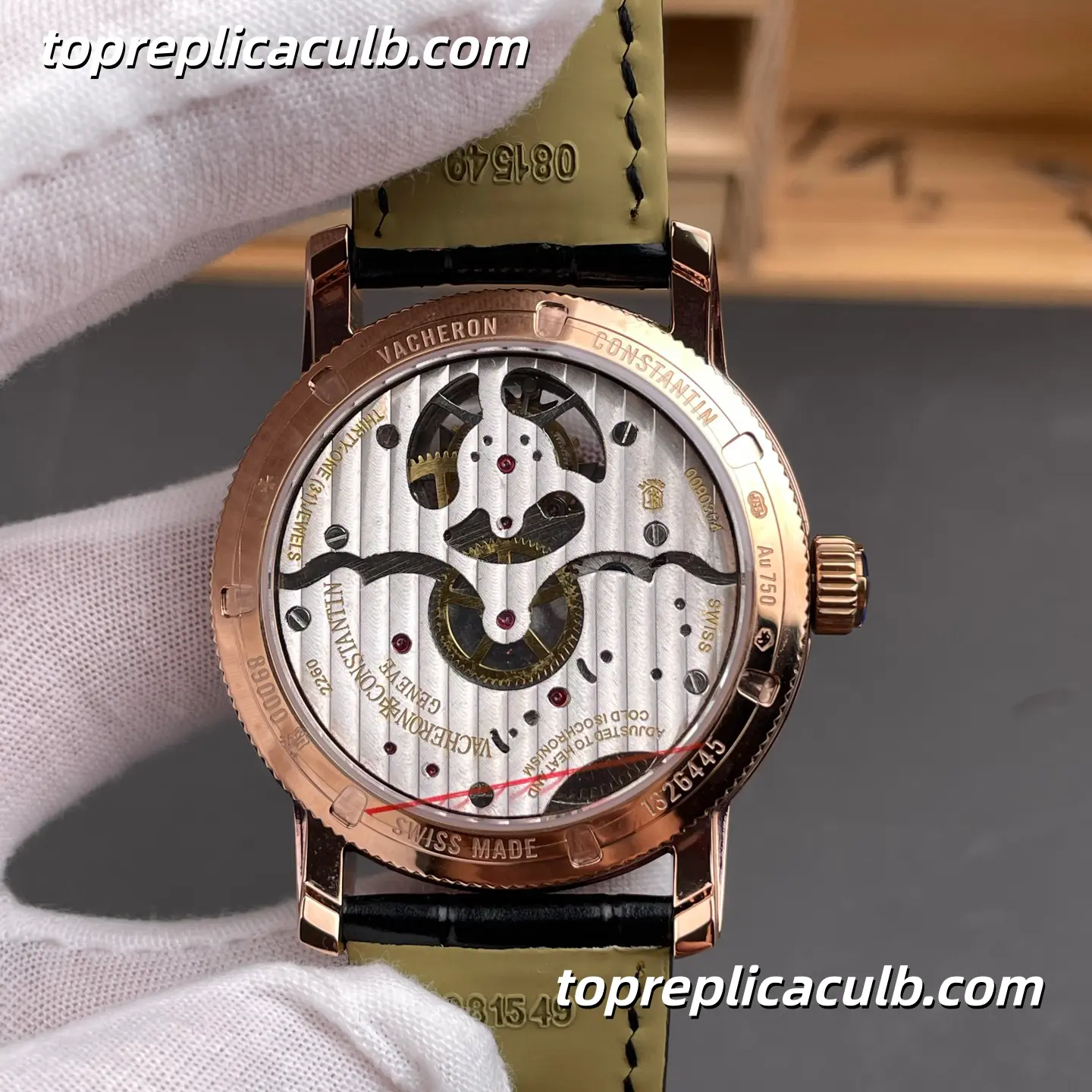 TUR Factory Vacheron Constantin Traditionnelle Series 89000/000R-9655 Tourbillon Super Clone Watch 42mm White Dial Rose Gold Case Black Leather Strap Cal.2260 Manual Movement - Image 5