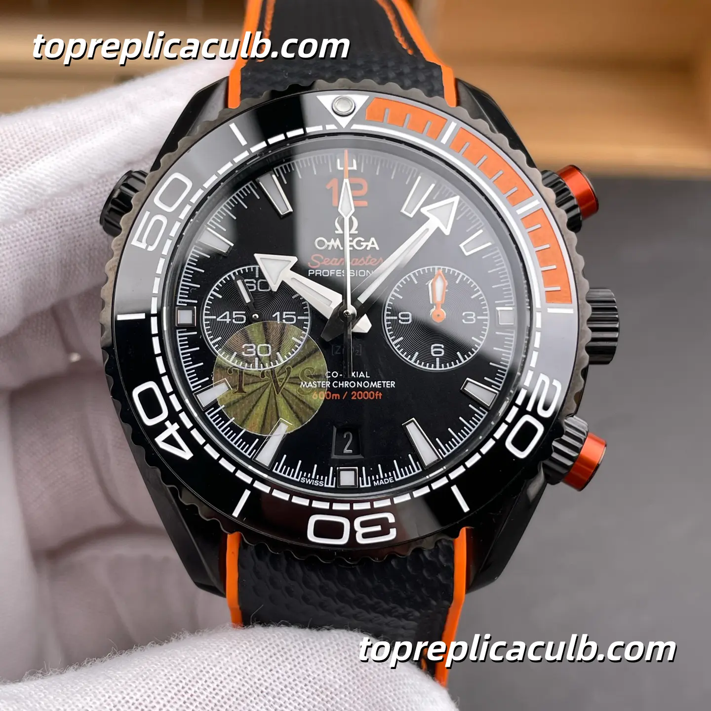TVS Factory Omega Seamaster Planet Ocean Ref.215.32.46.51.01.001 45.5MM Black Dial Black Orange Ceramic Bezel Rubber Strap Super Clone Watch With 1:1 Replica 9900 Movement - Image 3