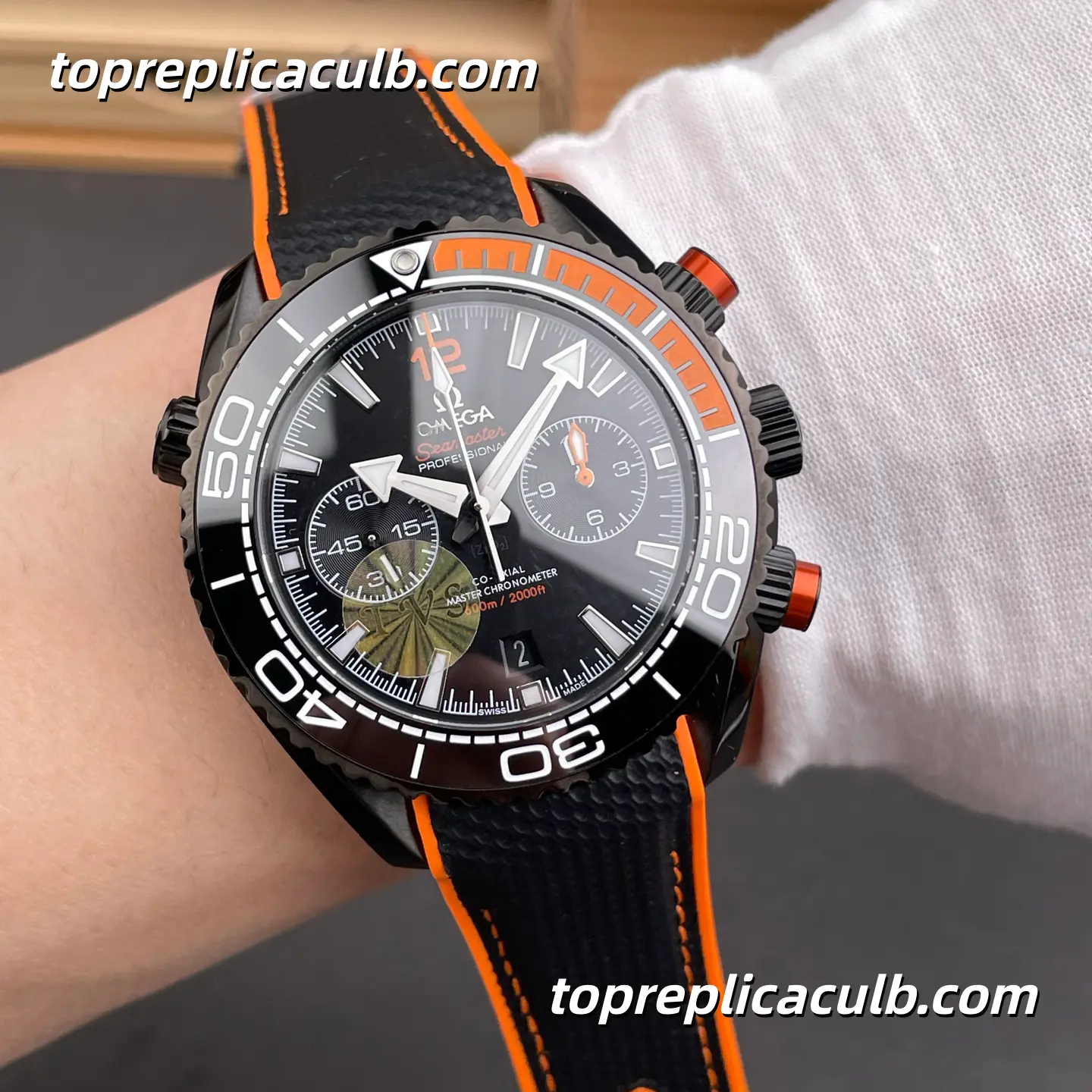 TVS Factory Omega Seamaster Planet Ocean Ref.215.32.46.51.01.001 45.5MM Black Dial Black Orange Ceramic Bezel Rubber Strap Super Clone Watch With 1:1 Replica 9900 Movement - Image 2