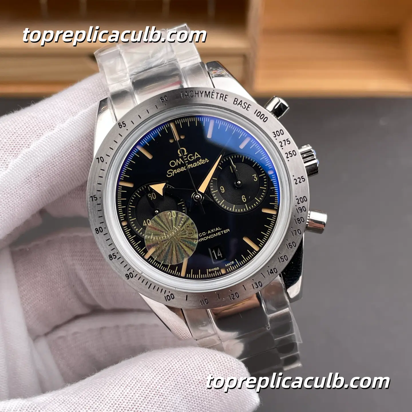 TVS Factory Omega Speedmaster Racing “Blue Panda” Ref.331.10.42.51.01.002 41.5MM Blue Black Dial Stainless Steel Bracelet Super Clone Watch With 1:1 Replica 9300 Movement - Image 4