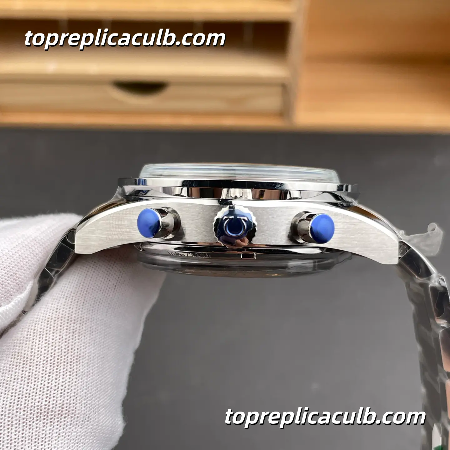 TVS Factory Omega Speedmaster Racing “Blue Panda” Ref.331.10.42.51.01.002 41.5MM Blue Black Dial Stainless Steel Bracelet Super Clone Watch With 1:1 Replica 9300 Movement - Image 5