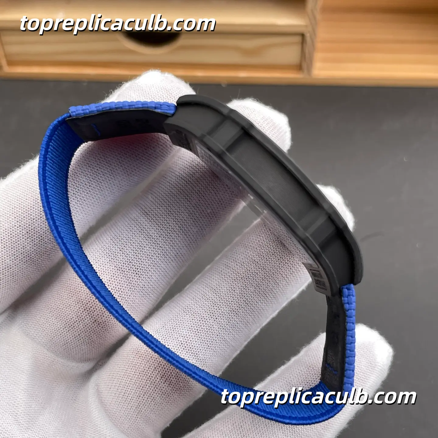 UMI Studio Richard Mille RM67-02 France Edition Black Carbon Fiber Case Skeleton Dial 47x8.8MM Blue Rubber Strap Super Clone Watch With Functional 7 O’Clock 1:1 CRMA7 Automatic Movement - Image 9