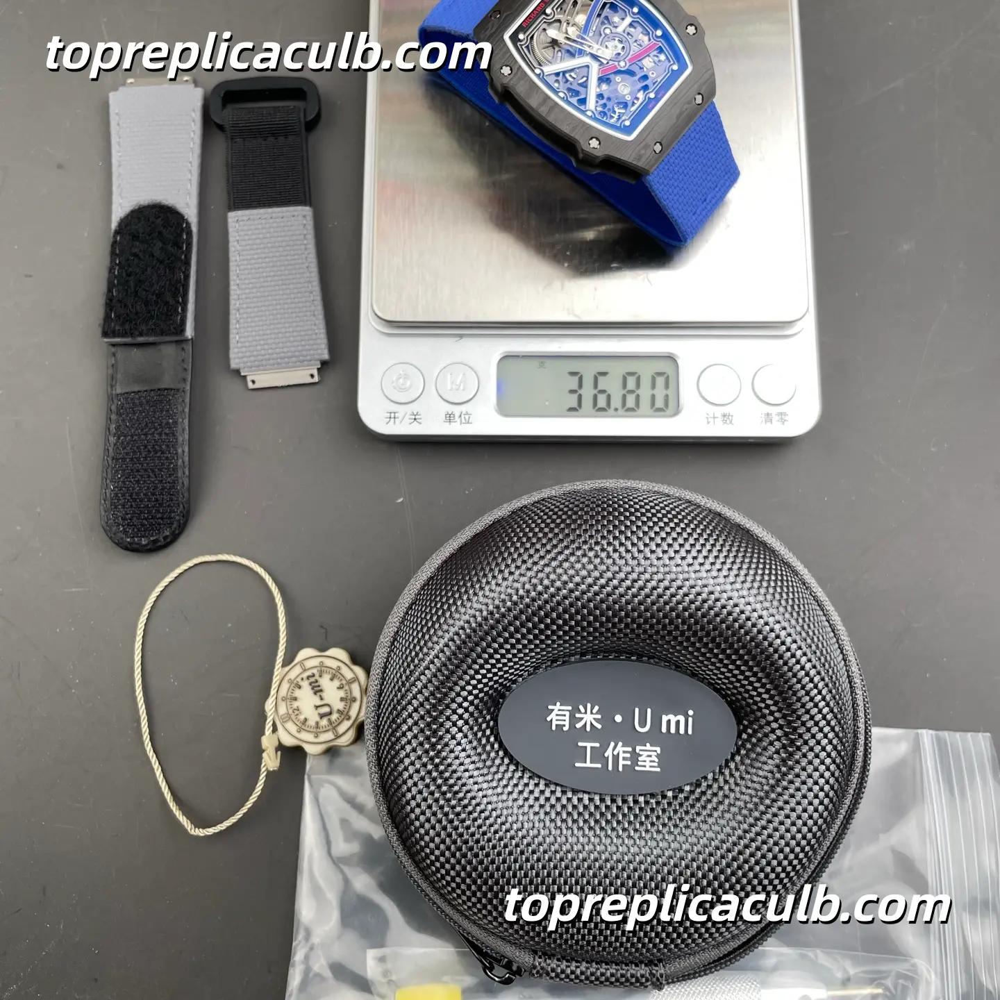 UMI Studio Richard Mille RM67-02 France Edition Black Carbon Fiber Case Skeleton Dial 47x8.8MM Blue Rubber Strap Super Clone Watch With Functional 7 O’Clock 1:1 CRMA7 Automatic Movement - Image 7