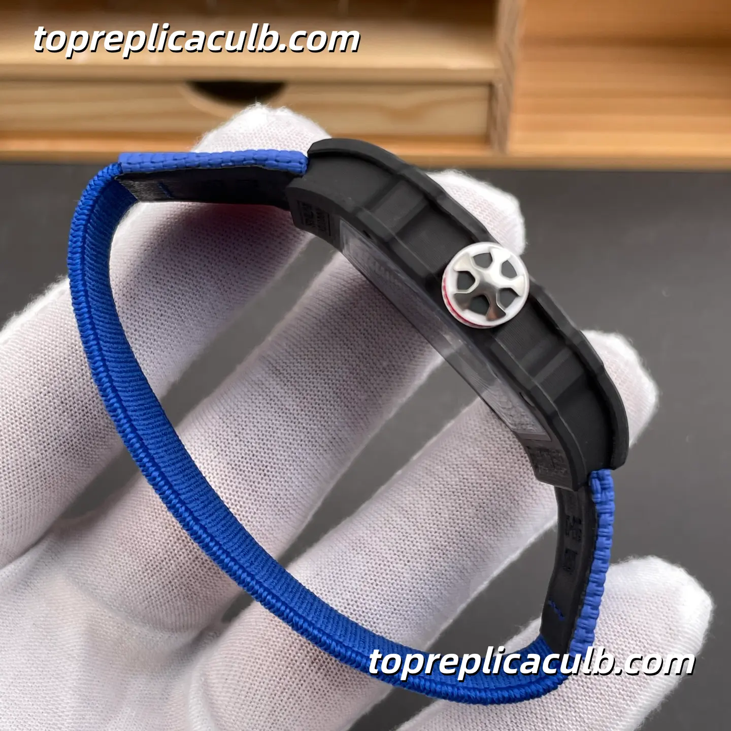 UMI Studio Richard Mille RM67-02 France Edition Black Carbon Fiber Case Skeleton Dial 47x8.8MM Blue Rubber Strap Super Clone Watch With Functional 7 O’Clock 1:1 CRMA7 Automatic Movement - Image 8