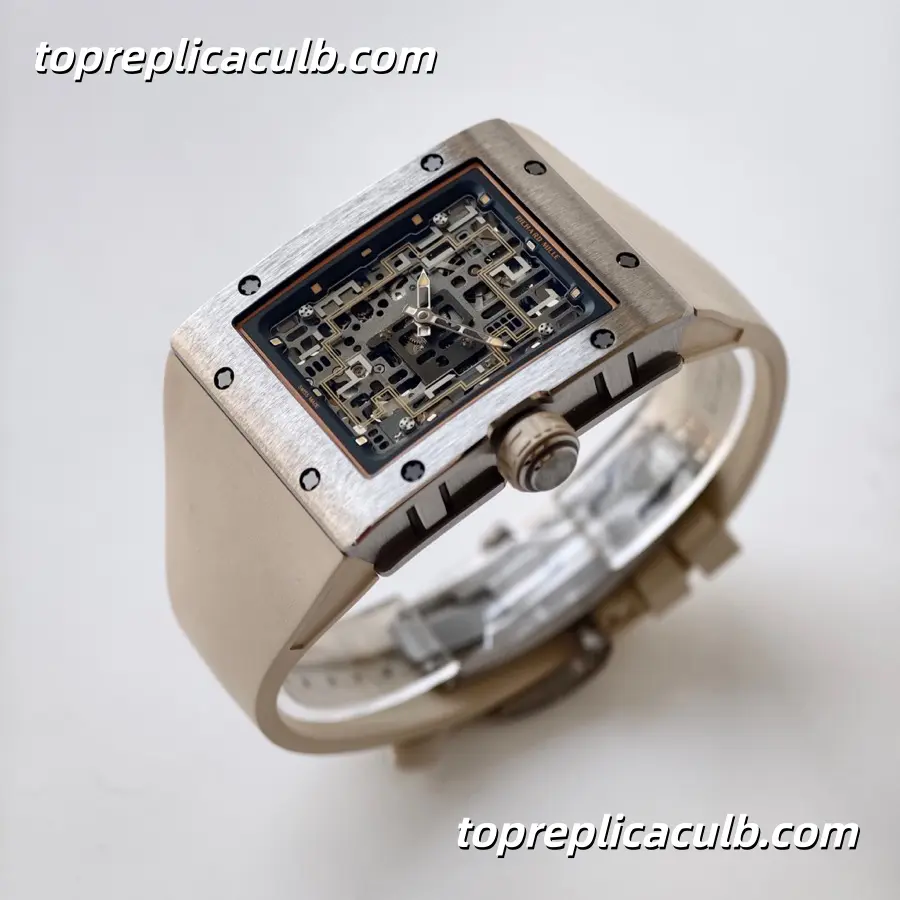 UMI Studio Richard Mille RM016 Brushed Titanium Case Skeleton Dial White Rubber Strap Super Clone Watch With Custom RM005-S Integrated Movement - Image 5