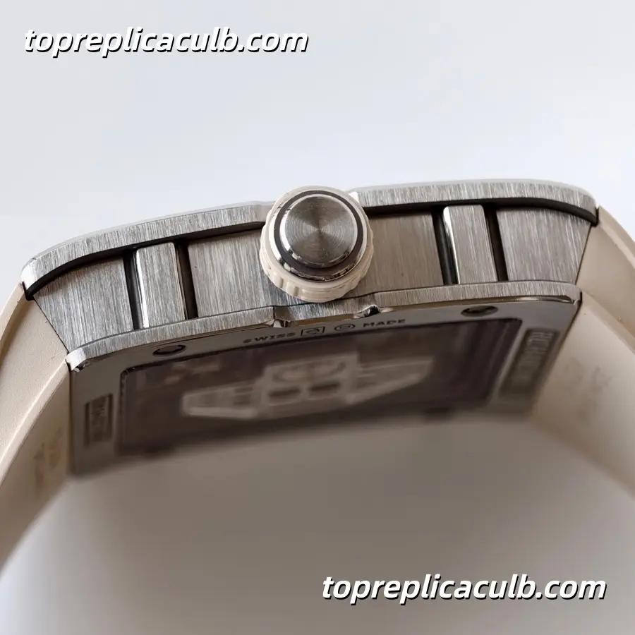 UMI Studio Richard Mille RM016 Brushed Titanium Case Skeleton Dial White Rubber Strap Super Clone Watch With Custom RM005-S Integrated Movement - Image 7