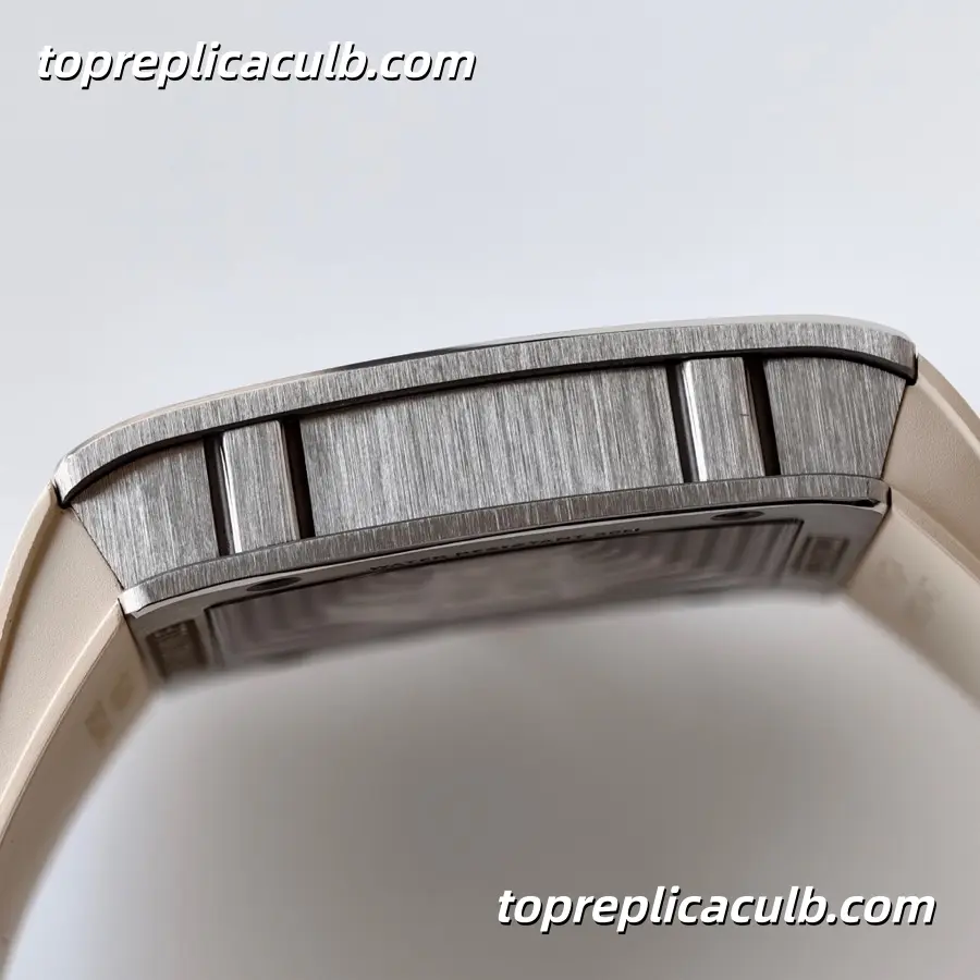UMI Studio Richard Mille RM016 Brushed Titanium Case Skeleton Dial White Rubber Strap Super Clone Watch With Custom RM005-S Integrated Movement - Image 8