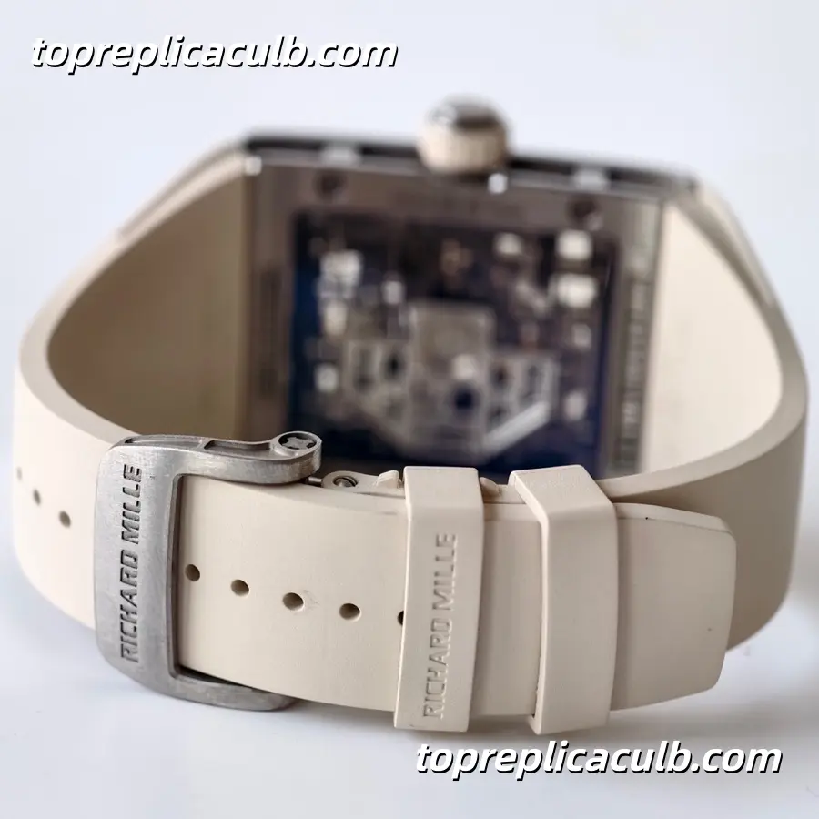 UMI Studio Richard Mille RM016 Brushed Titanium Case Skeleton Dial White Rubber Strap Super Clone Watch With Custom RM005-S Integrated Movement - Image 9