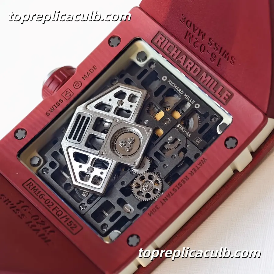 UMI Studio Richard Mille RM016 Red Titanium Case Skeleton Dial Red Rubber Strap Super Clone Watch With Custom RM005-S Integrated Movement - Image 6