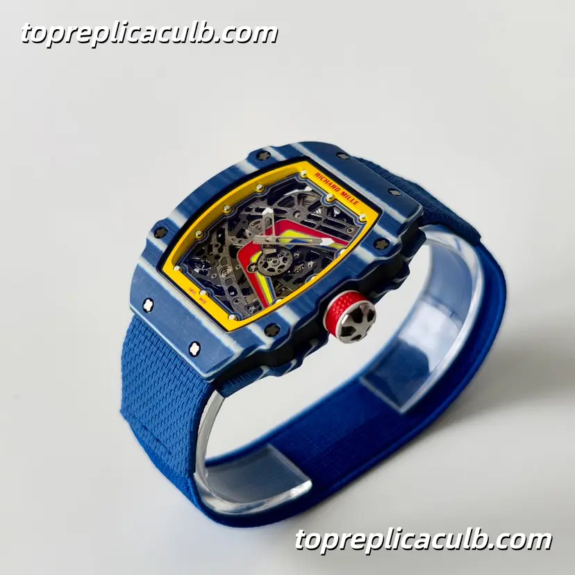 UMI Studio Richard Mille RM67-02 Blue Carbon Fiber Case Skeleton Dial Blue Strap Super Clone Watch With Integrated Custom Movement - Image 5