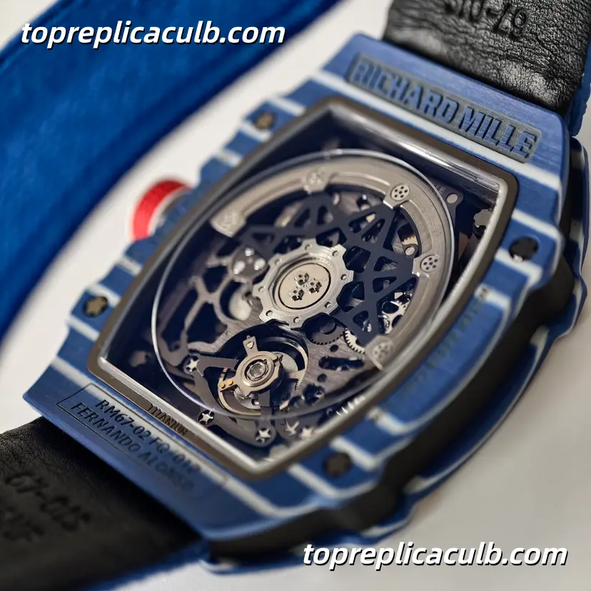 UMI Studio Richard Mille RM67-02 Blue Carbon Fiber Case Skeleton Dial Blue Strap Super Clone Watch With Integrated Custom Movement - Image 6
