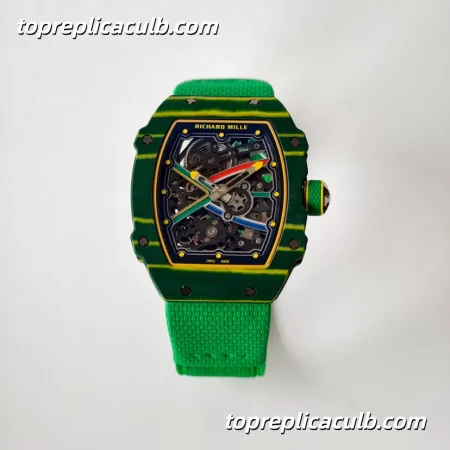 UMI Studio Richard Mille RM67-02 Green Carbon Fiber Case Skeleton Dial Green Strap Super Clone Watch