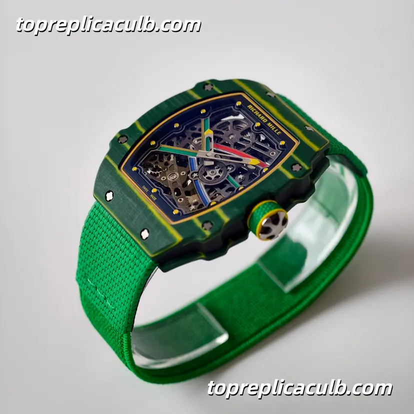 UMI Studio Richard Mille RM67-02 Green Carbon Fiber Case Skeleton Dial Green Strap Super Clone Watch With Integrated Custom Movement - Image 5