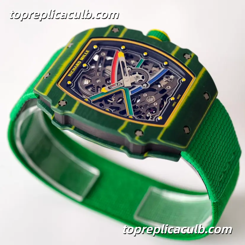 UMI Studio Richard Mille RM67-02 Green Carbon Fiber Case Skeleton Dial Green Strap Super Clone Watch With Integrated Custom Movement - Image 4