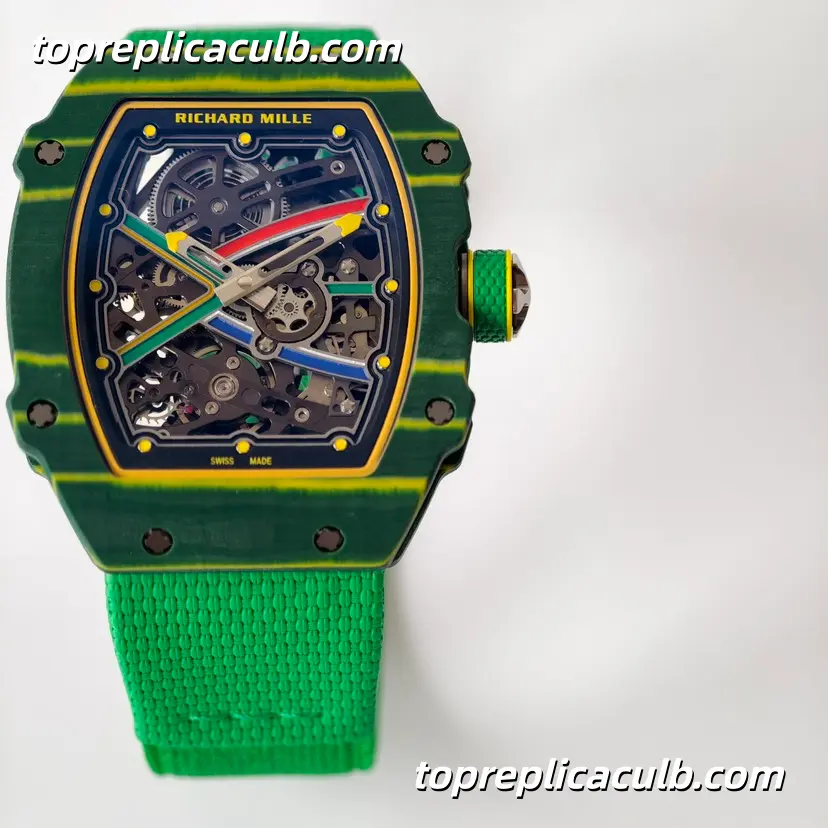 UMI Studio Richard Mille RM67-02 Green Carbon Fiber Case Skeleton Dial Green Strap Super Clone Watch With Integrated Custom Movement - Image 3