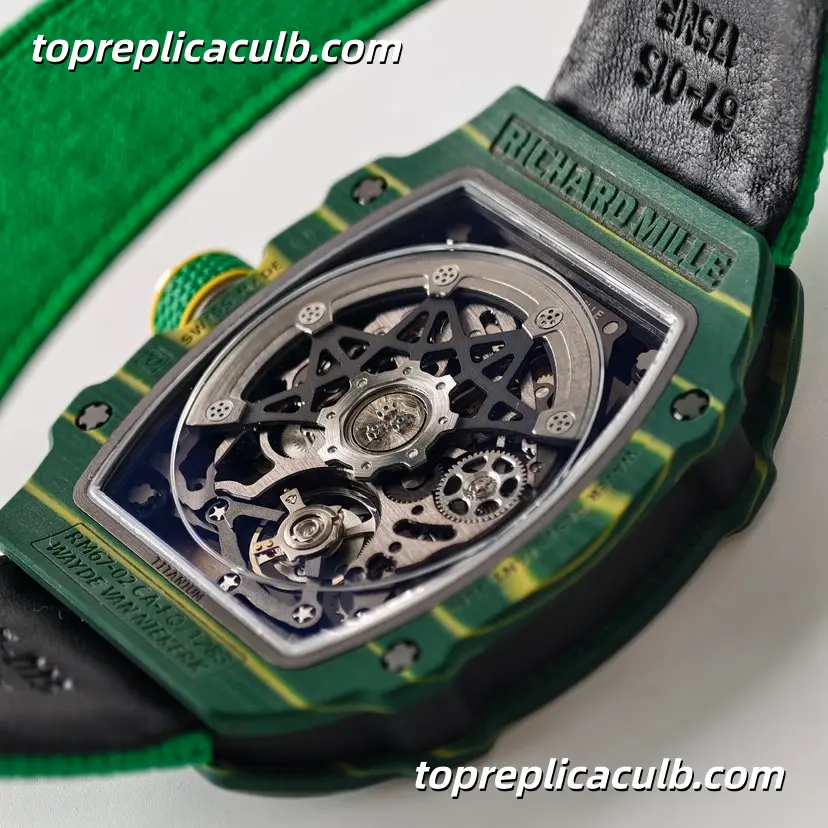 UMI Studio Richard Mille RM67-02 Green Carbon Fiber Case Skeleton Dial Green Strap Super Clone Watch With Integrated Custom Movement - Image 6