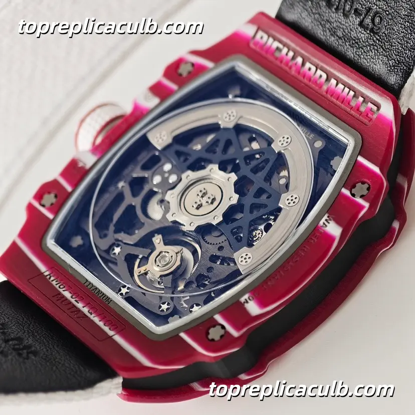 UMI Studio Richard Mille RM67-02 Red Carbon Fiber Case Skeleton Dial White Strap Super Clone Watch With Integrated Custom Movement - Image 6