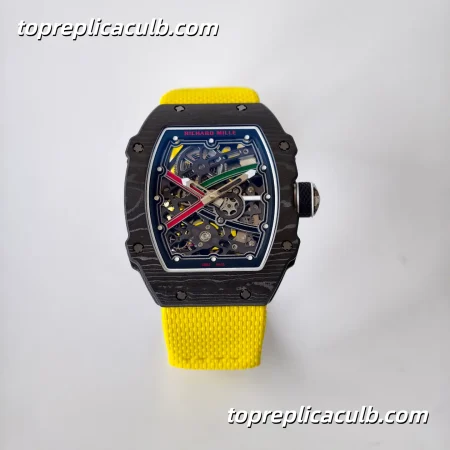 UMI Studio Richard Mille RM67-02 UAE Edition Black Carbon Fiber Case Skeleton Dial Yellow Strap Super Clone Watch