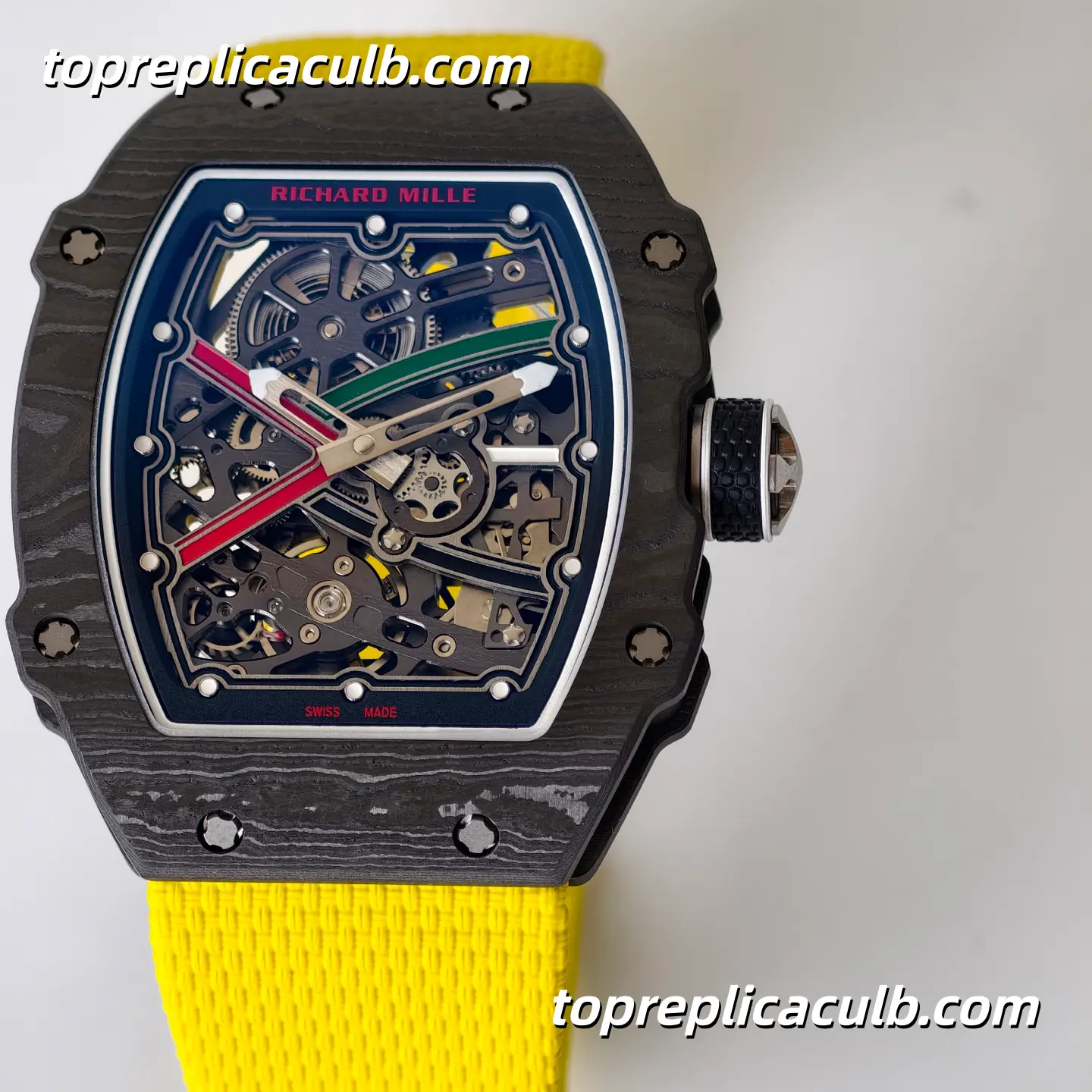 UMI Studio Richard Mille RM67-02 UAE Edition Black Carbon Fiber Case Skeleton Dial Yellow Strap Super Clone Watch With Integrated Movement - Image 3