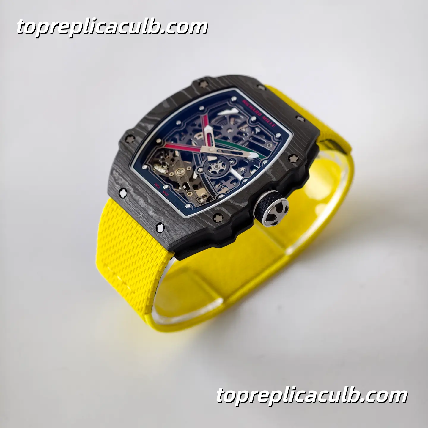 UMI Studio Richard Mille RM67-02 UAE Edition Black Carbon Fiber Case Skeleton Dial Yellow Strap Super Clone Watch With Integrated Movement - Image 5