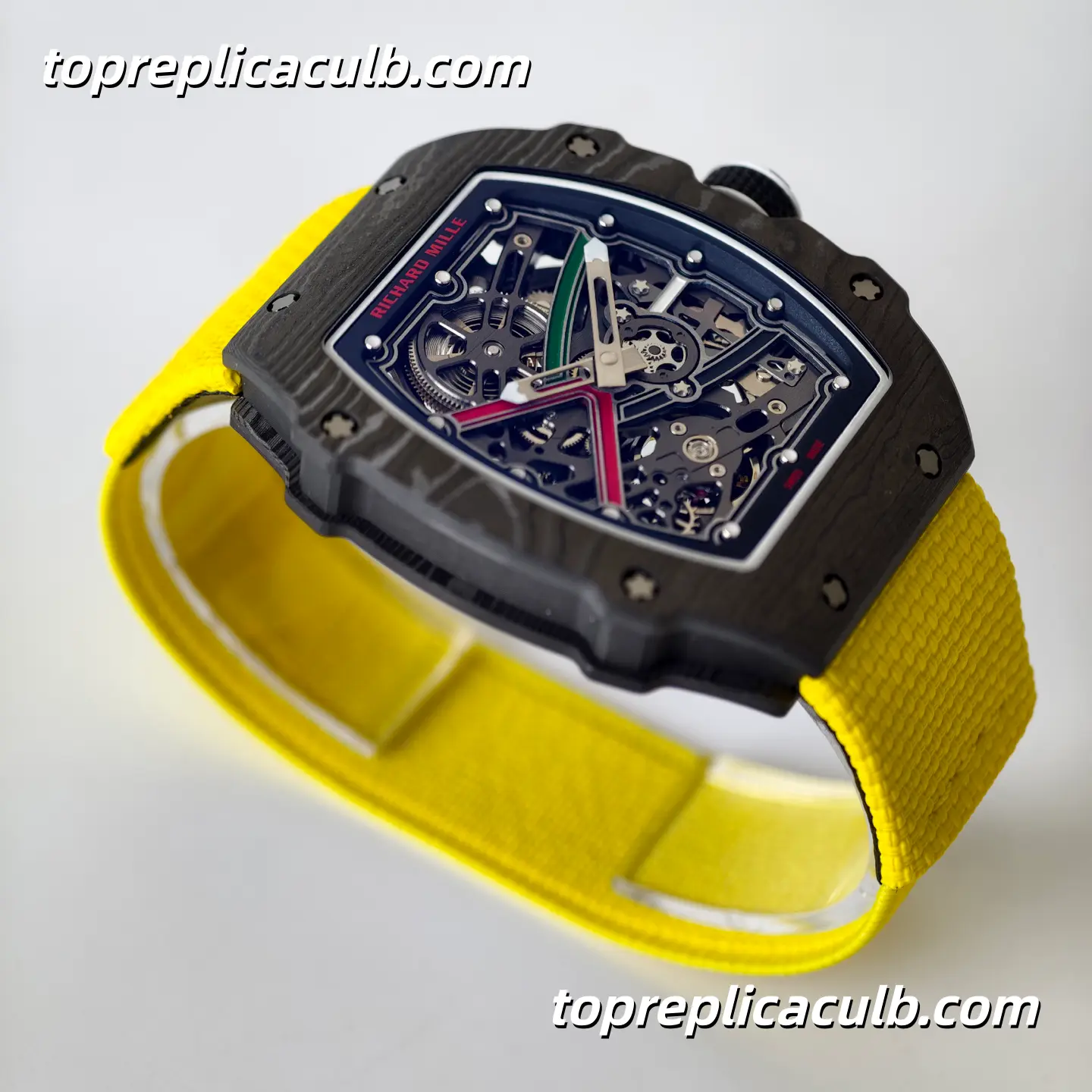 UMI Studio Richard Mille RM67-02 UAE Edition Black Carbon Fiber Case Skeleton Dial Yellow Strap Super Clone Watch With Integrated Movement - Image 4