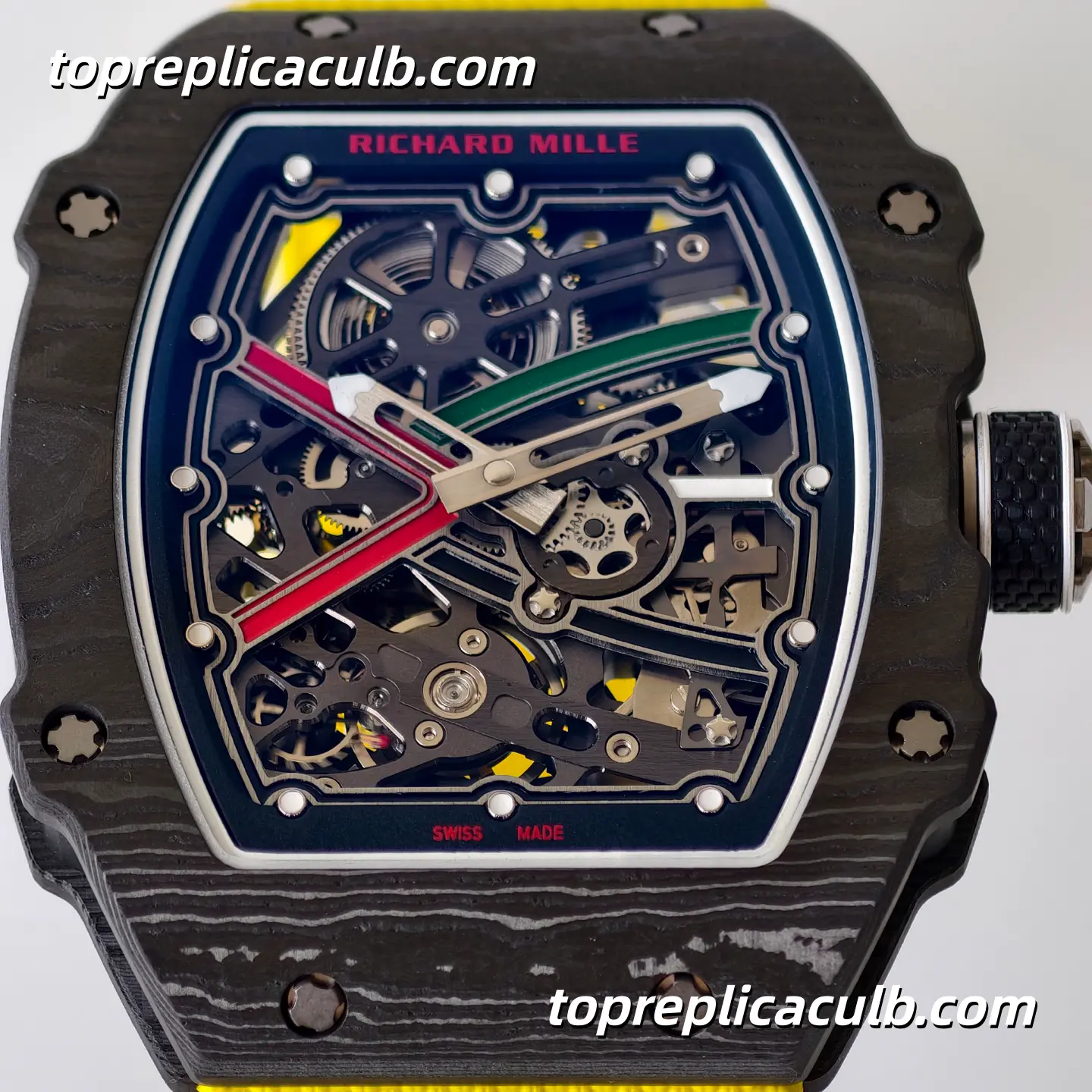 UMI Studio Richard Mille RM67-02 UAE Edition Black Carbon Fiber Case Skeleton Dial Yellow Strap Super Clone Watch With Integrated Movement - Image 2
