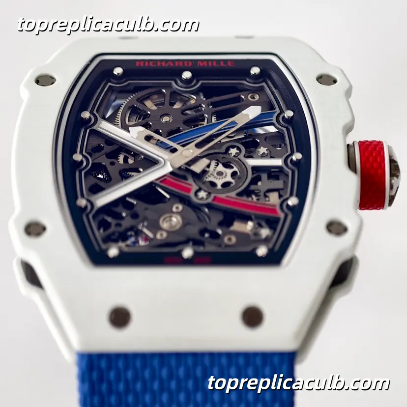 UMI Studio Richard Mille RM67-02 White Ceramic France Edition Skeleton Dial Blue Strap Super Clone Watch With Integrated Custom Movement - Image 2