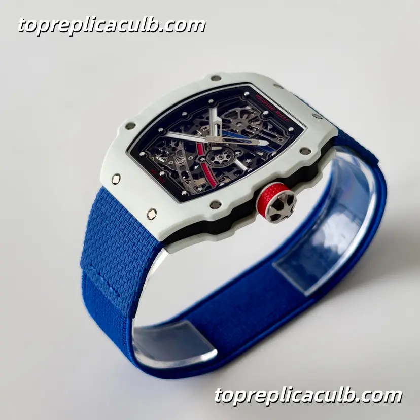 UMI Studio Richard Mille RM67-02 White Ceramic France Edition Skeleton Dial Blue Strap Super Clone Watch With Integrated Custom Movement - Image 5