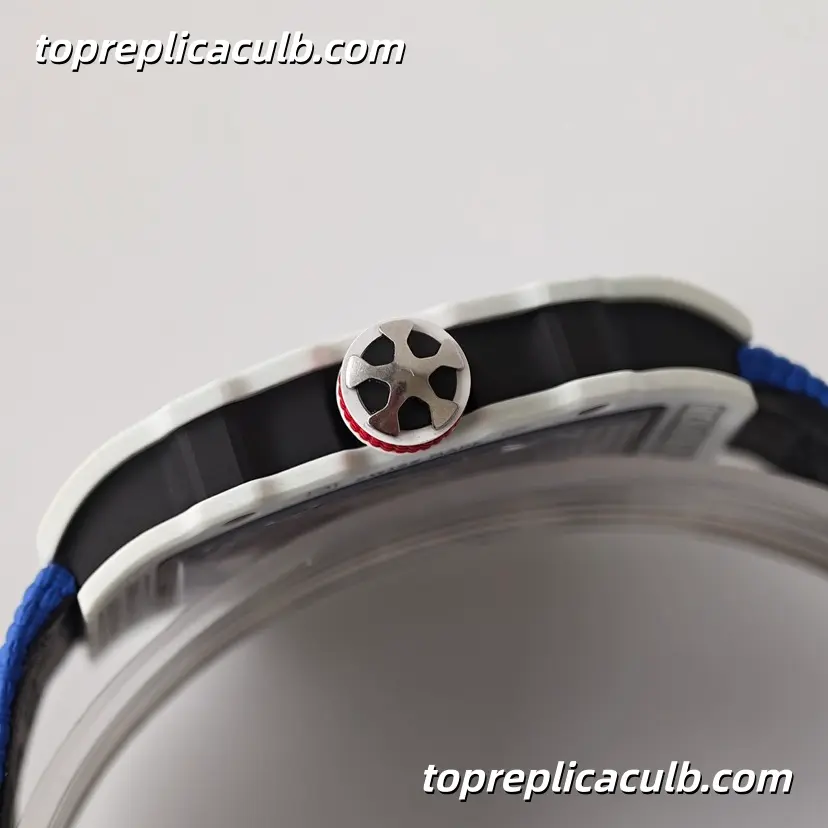 UMI Studio Richard Mille RM67-02 White Ceramic France Edition Skeleton Dial Blue Strap Super Clone Watch With Integrated Custom Movement - Image 7