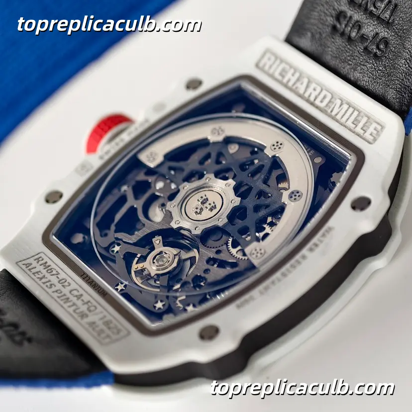 UMI Studio Richard Mille RM67-02 White Ceramic France Edition Skeleton Dial Blue Strap Super Clone Watch With Integrated Custom Movement - Image 6
