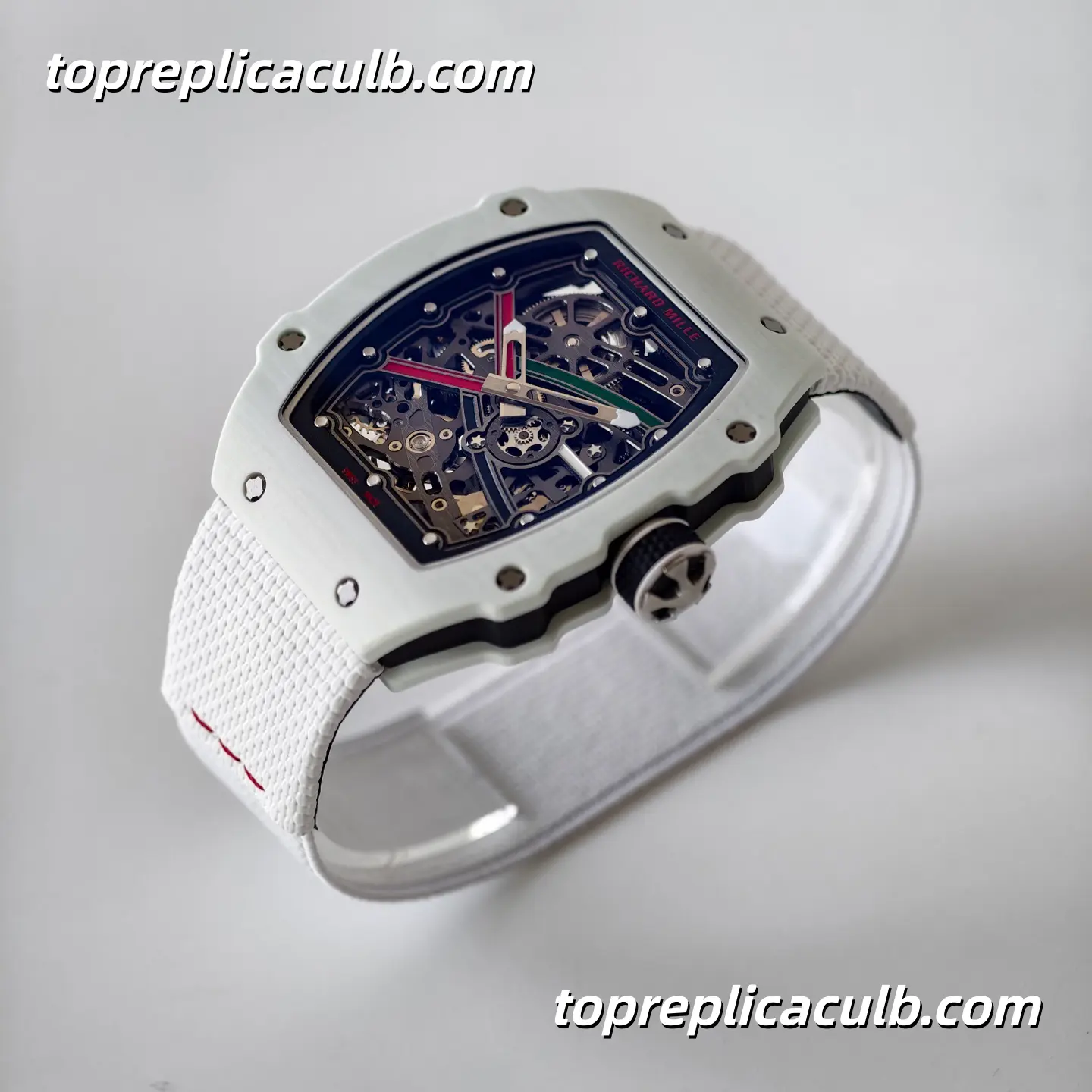 UMI Studio Richard Mille RM67-02 White Ceramic UAE Edition Skeleton Dial White Strap Super Clone Watch With Integrated Movement - Image 5