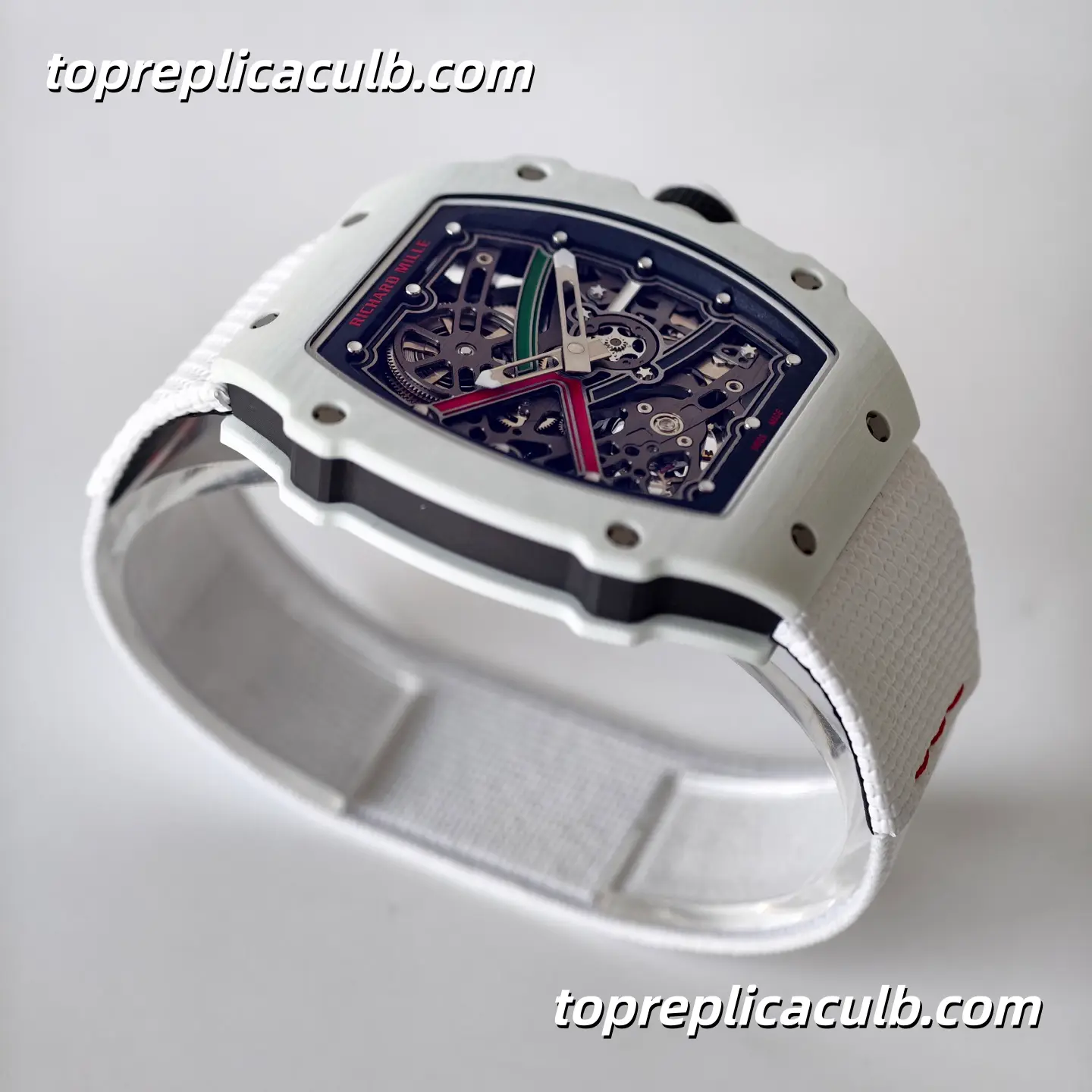 UMI Studio Richard Mille RM67-02 White Ceramic UAE Edition Skeleton Dial White Strap Super Clone Watch With Integrated Movement - Image 4