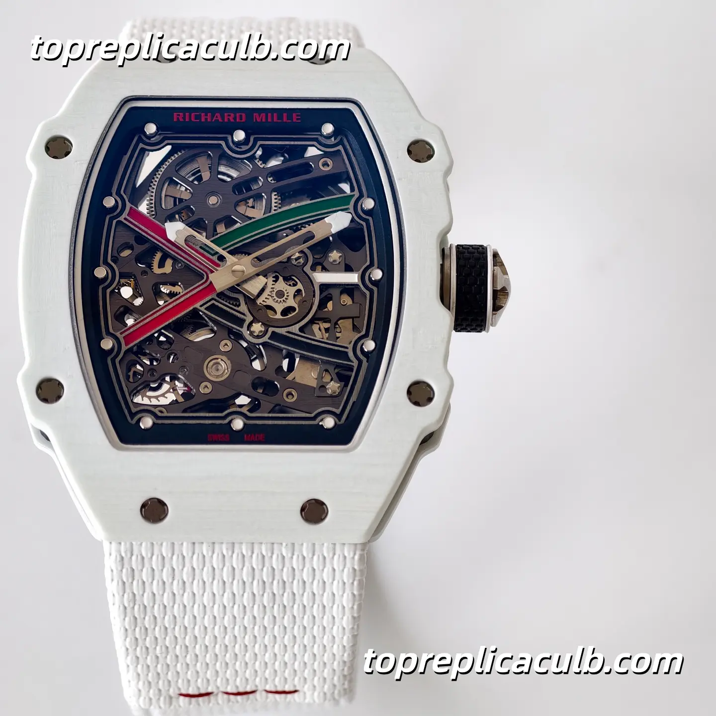 UMI Studio Richard Mille RM67-02 White Ceramic UAE Edition Skeleton Dial White Strap Super Clone Watch With Integrated Movement - Image 3
