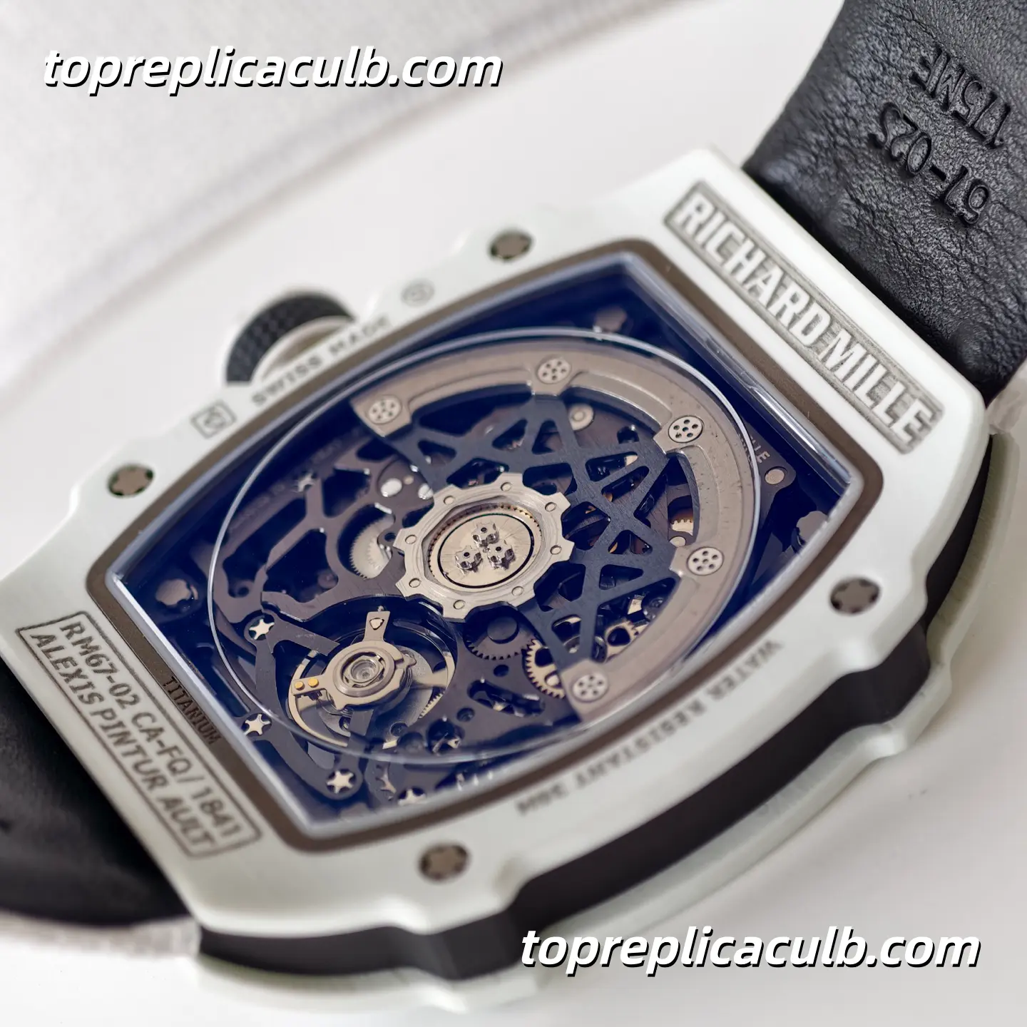 UMI Studio Richard Mille RM67-02 White Ceramic UAE Edition Skeleton Dial White Strap Super Clone Watch With Integrated Movement - Image 6