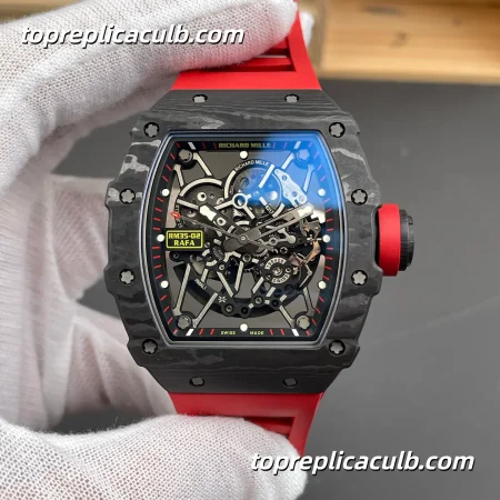 VA Factory Richard Mille RM35-02 Carbon Fiber Red Bezel 49.94x44.5MM RMAL1 Free-Sprung Movement Super Clone Watch