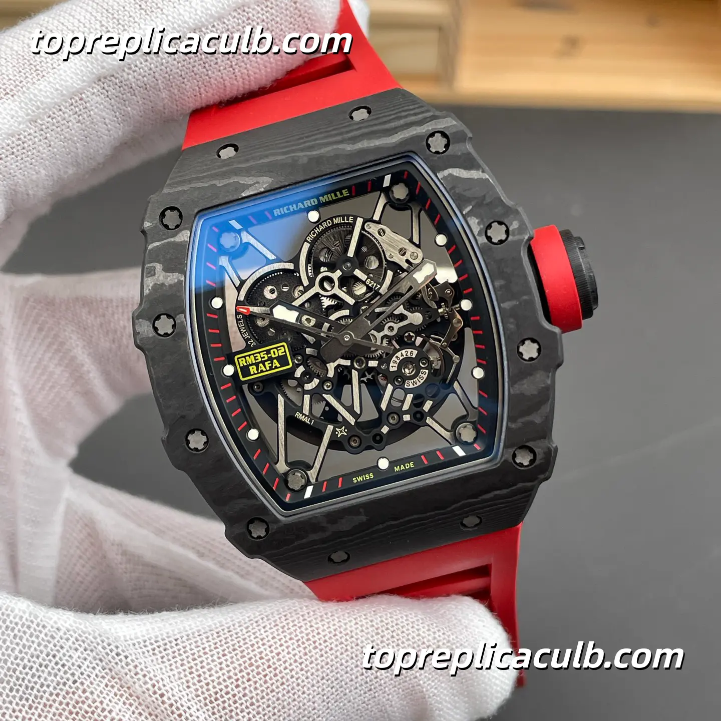 VA Factory Richard Mille RM35-02 Carbon Fiber Red Bezel 49.94x44.5MM RMAL1 Free-Sprung Movement Super Clone Watch - Image 4