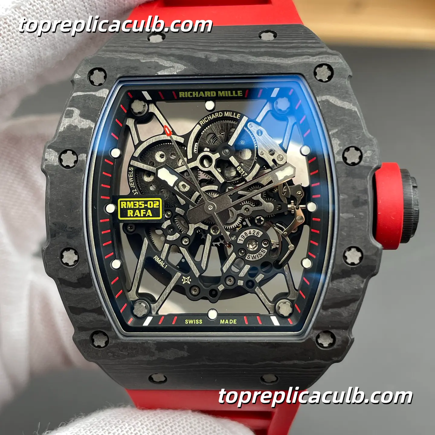 VA Factory Richard Mille RM35-02 Carbon Fiber Red Bezel 49.94x44.5MM RMAL1 Free-Sprung Movement Super Clone Watch - Image 3
