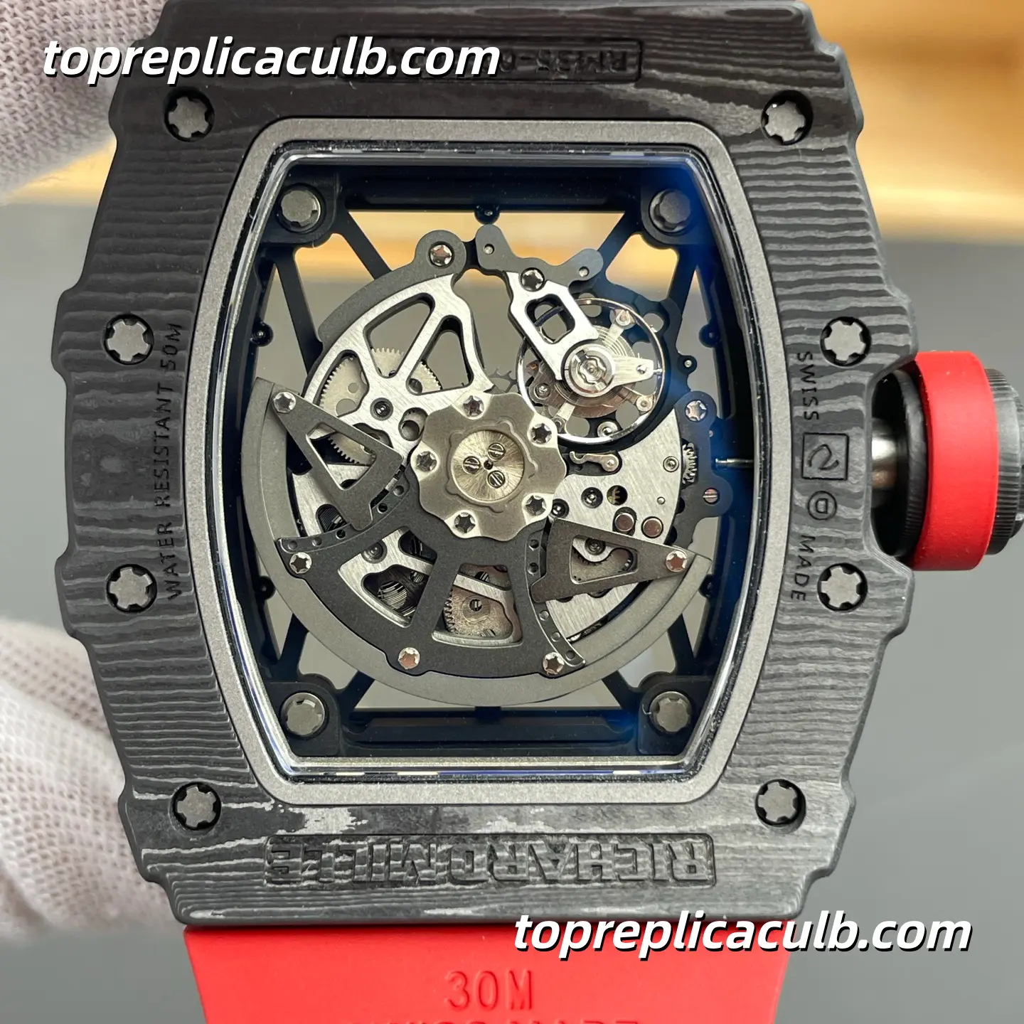 VA Factory Richard Mille RM35-02 Carbon Fiber Red Bezel 49.94x44.5MM RMAL1 Free-Sprung Movement Super Clone Watch - Image 5