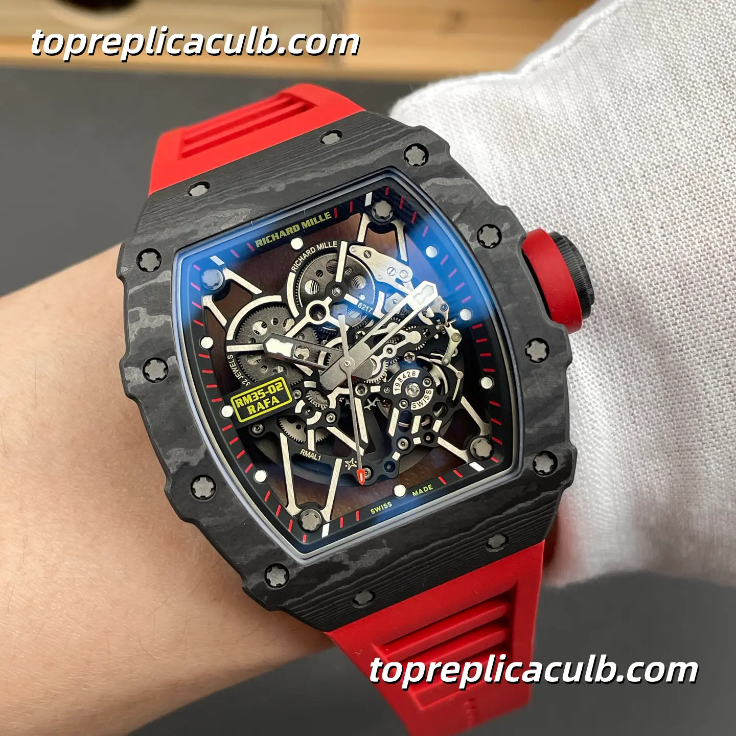 VA Factory Richard Mille RM35-02 Carbon Fiber Red Bezel 49.94x44.5MM RMAL1 Free-Sprung Movement Super Clone Watch - Image 2