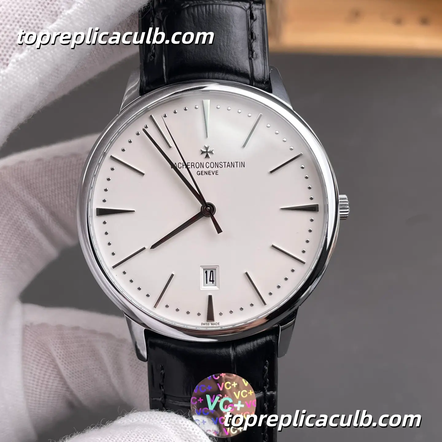VC+ Factory Vacheron Constantin Patrimony Series 85180/000G-9230 Super Clone Watch 40mm White Dial Black Leather Strap Cal.2450 Q6/3 Automatic Movement - Image 3