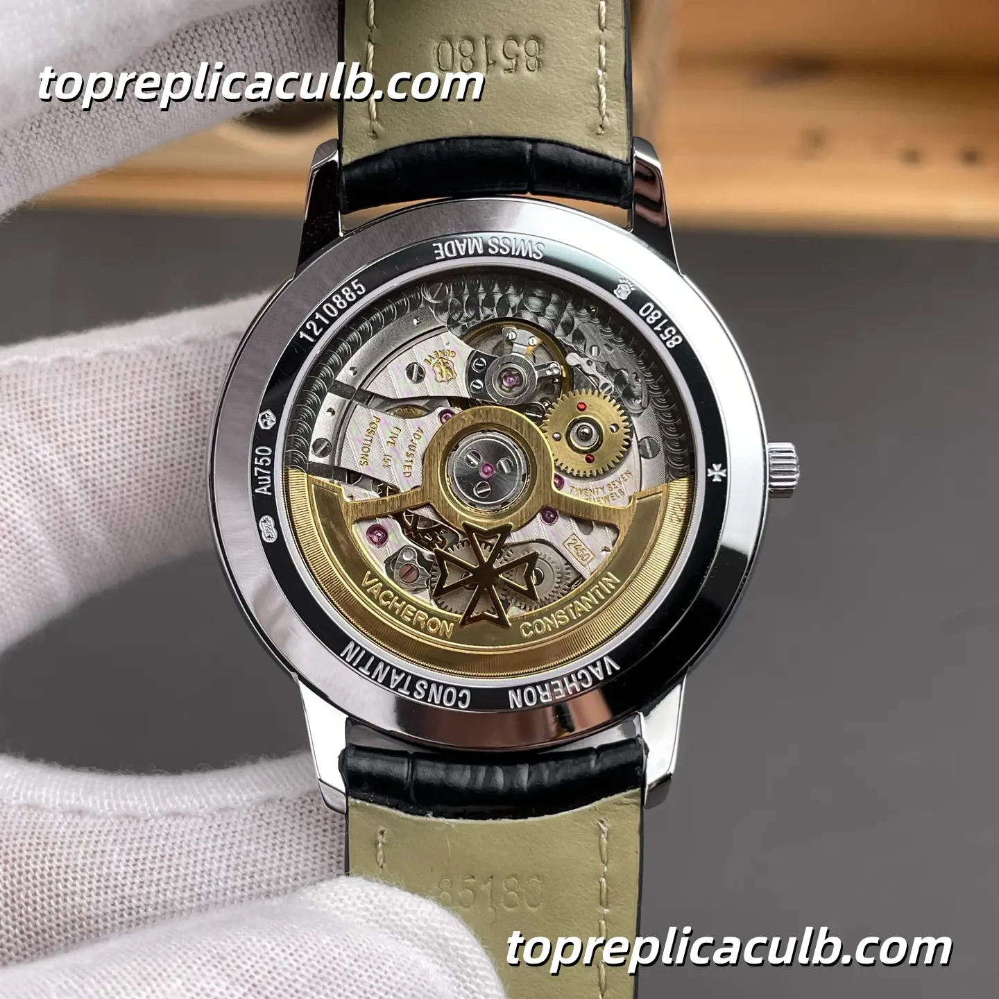 VC+ Factory Vacheron Constantin Patrimony Series 85180/000G-9230 Super Clone Watch 40mm White Dial Black Leather Strap Cal.2450 Q6/3 Automatic Movement - Image 5