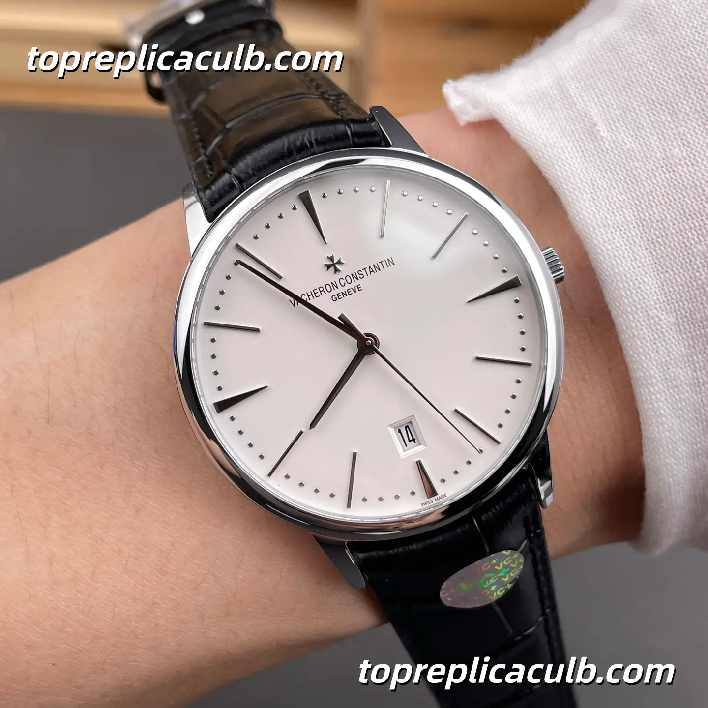 VC+ Factory Vacheron Constantin Patrimony Series 85180/000G-9230 Super Clone Watch 40mm White Dial Black Leather Strap Cal.2450 Q6/3 Automatic Movement - Image 2