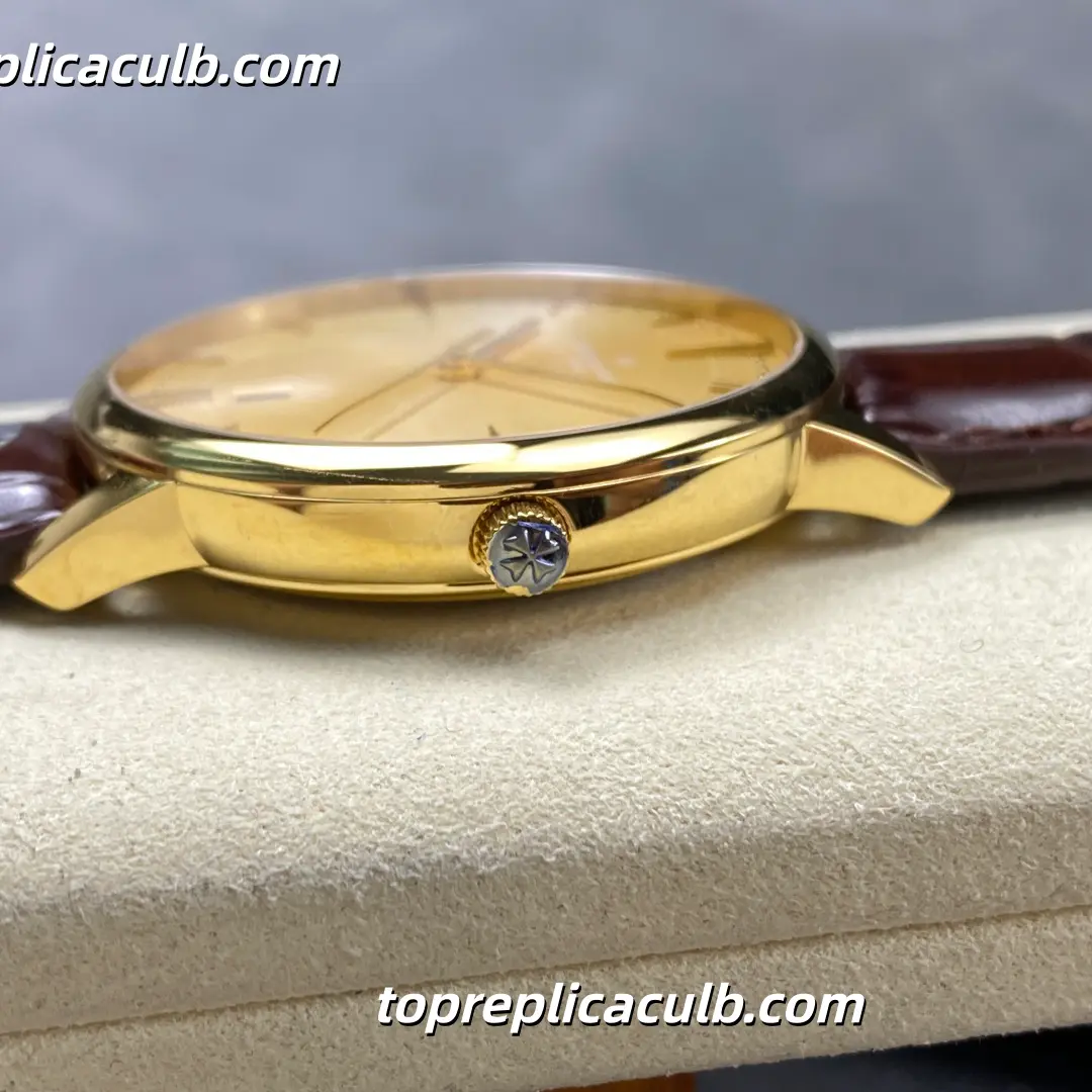 VC+ Factory Vacheron Constantin Patrimony Series 85180/000J-H069 Super Clone Watch 40mm Champagne Guilloché Dial Yellow Gold Case Brown Leather Strap Cal.2450 Q6/3 Automatic Movement - Image 7