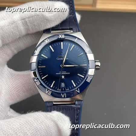 VS Factory Omega Constellation “Blue Manhattan” Ref.131.33.41.21.03.001 41MM Blue Dial Blue Leather Strap Super Clone Watch