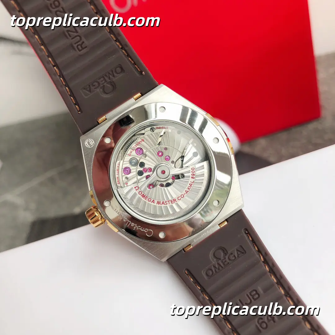 VS Factory Omega Constellation “Champagne Cocoa Manhattan” Ref.131.23.41.21.06.002 41MM Linen Silver Dial Brown Ceramic Bezel Brown Leather Strap Super Clone Watch With 1:1 Replica 8900 Movement - Image 6