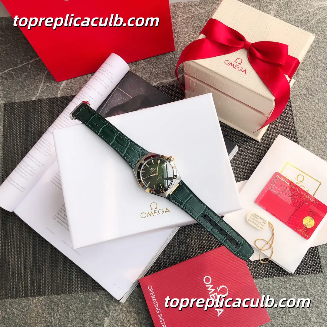 VS Factory Omega Constellation “Emerald Manhattan” Ref.131.23.41.21.10.001 41MM Green Sunburst Dial Black Ceramic Bezel Green Leather Strap Super Clone Watch With 1:1 Clone 8900 Movement - Image 6