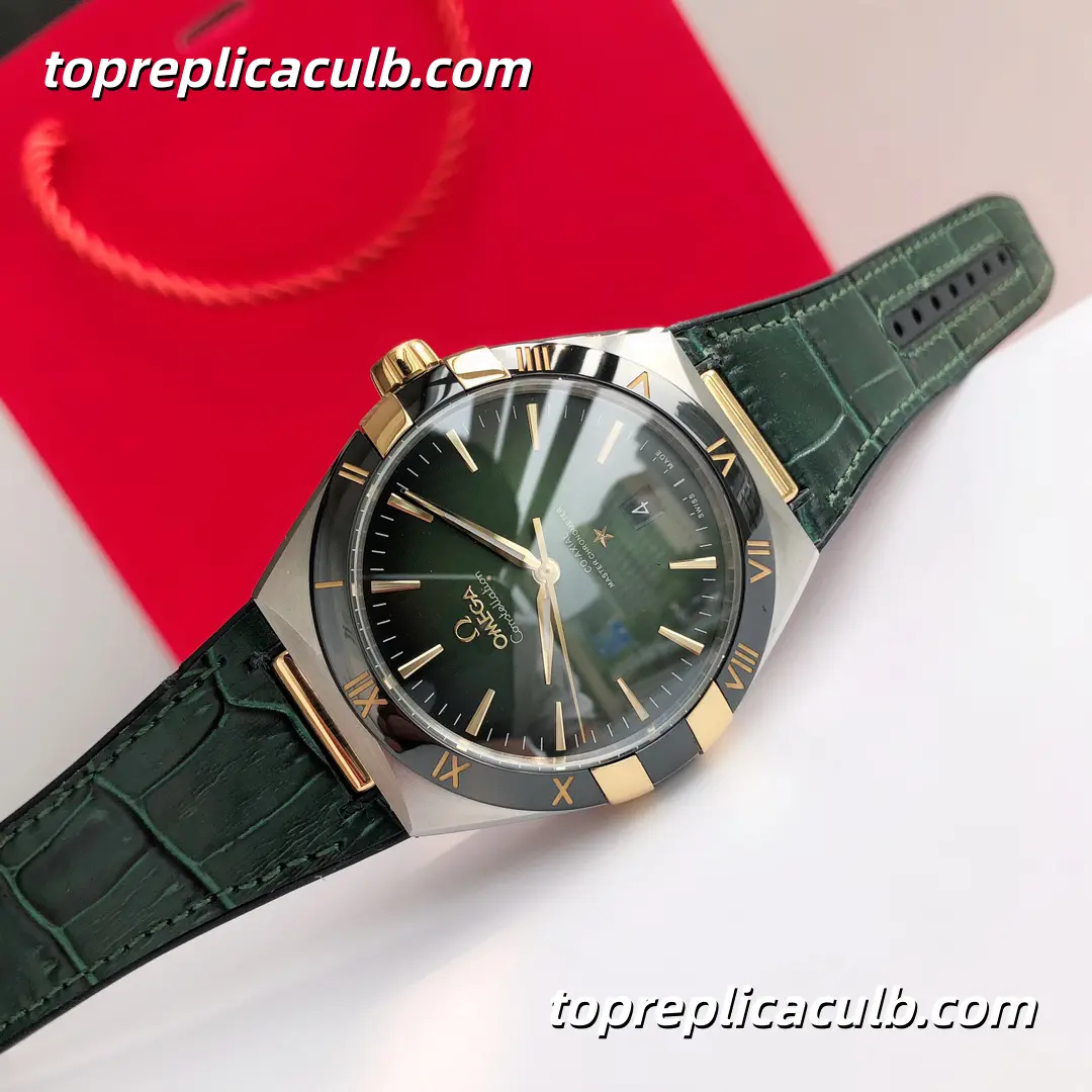 VS Factory Omega Constellation “Emerald Manhattan” Ref.131.23.41.21.10.001 41MM Green Sunburst Dial Black Ceramic Bezel Green Leather Strap Super Clone Watch With 1:1 Clone 8900 Movement - Image 2