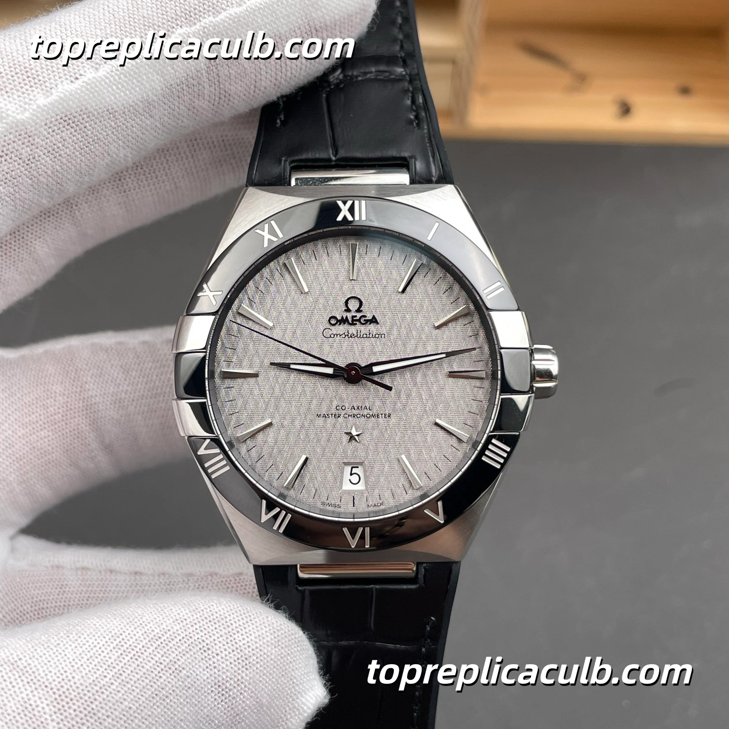 VS Factory Omega Constellation Ref.131.33.41.21.06.001 41MM Grey Linen Dial Leather Strap Super Clone Watch