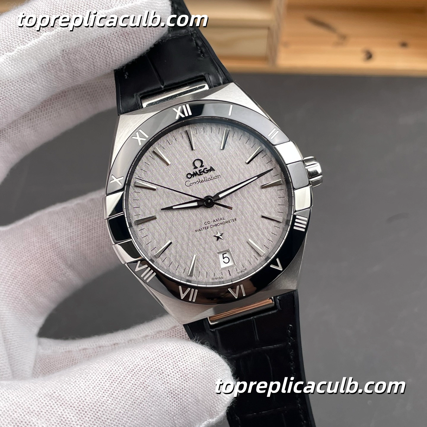 VS Factory Omega Constellation Ref.131.33.41.21.06.001 41MM Grey Linen Dial Leather Strap Super Clone Watch With 1:1 8900 Movement - Image 4